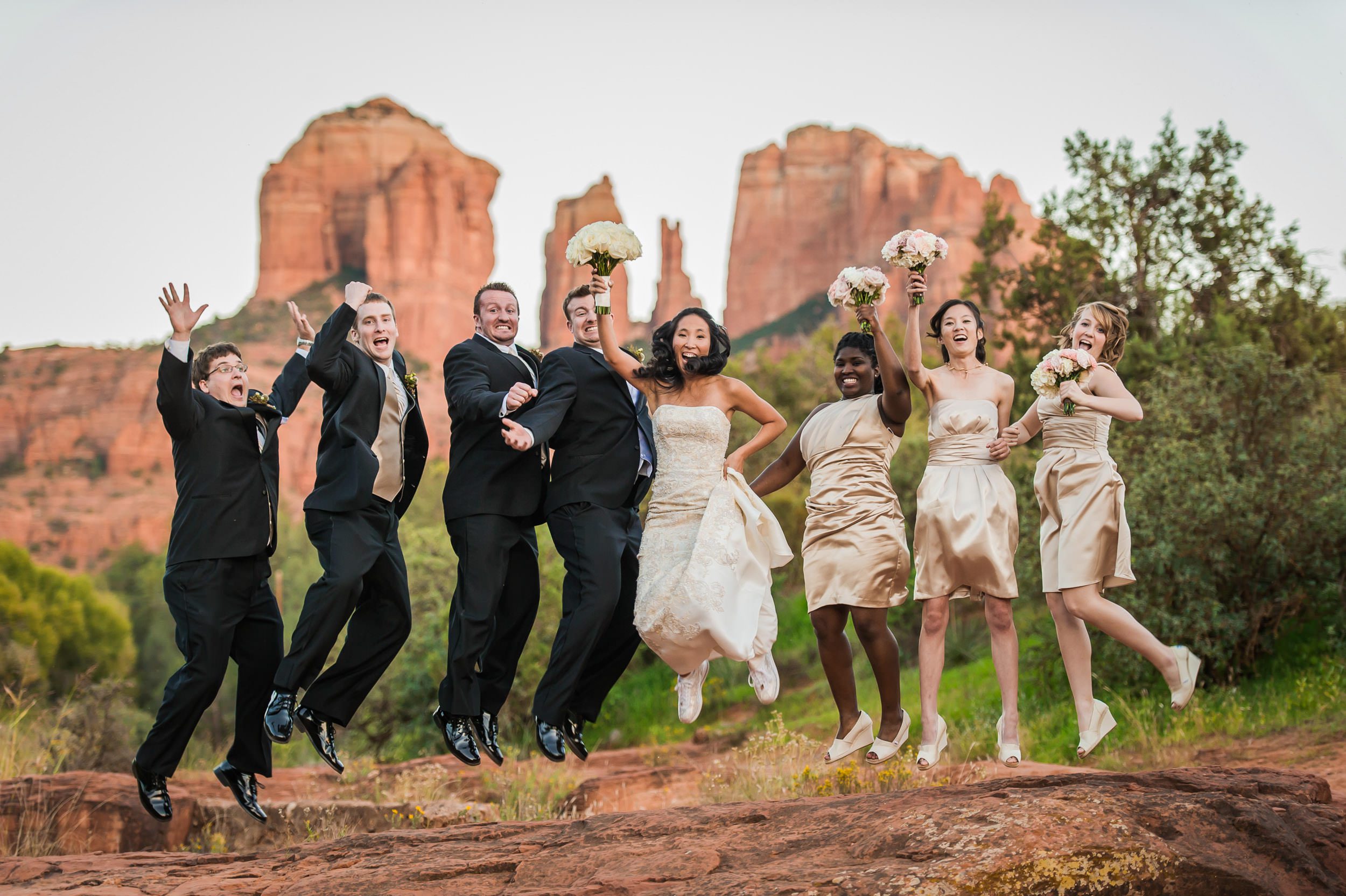 weding-party-jump-cathedral-rock